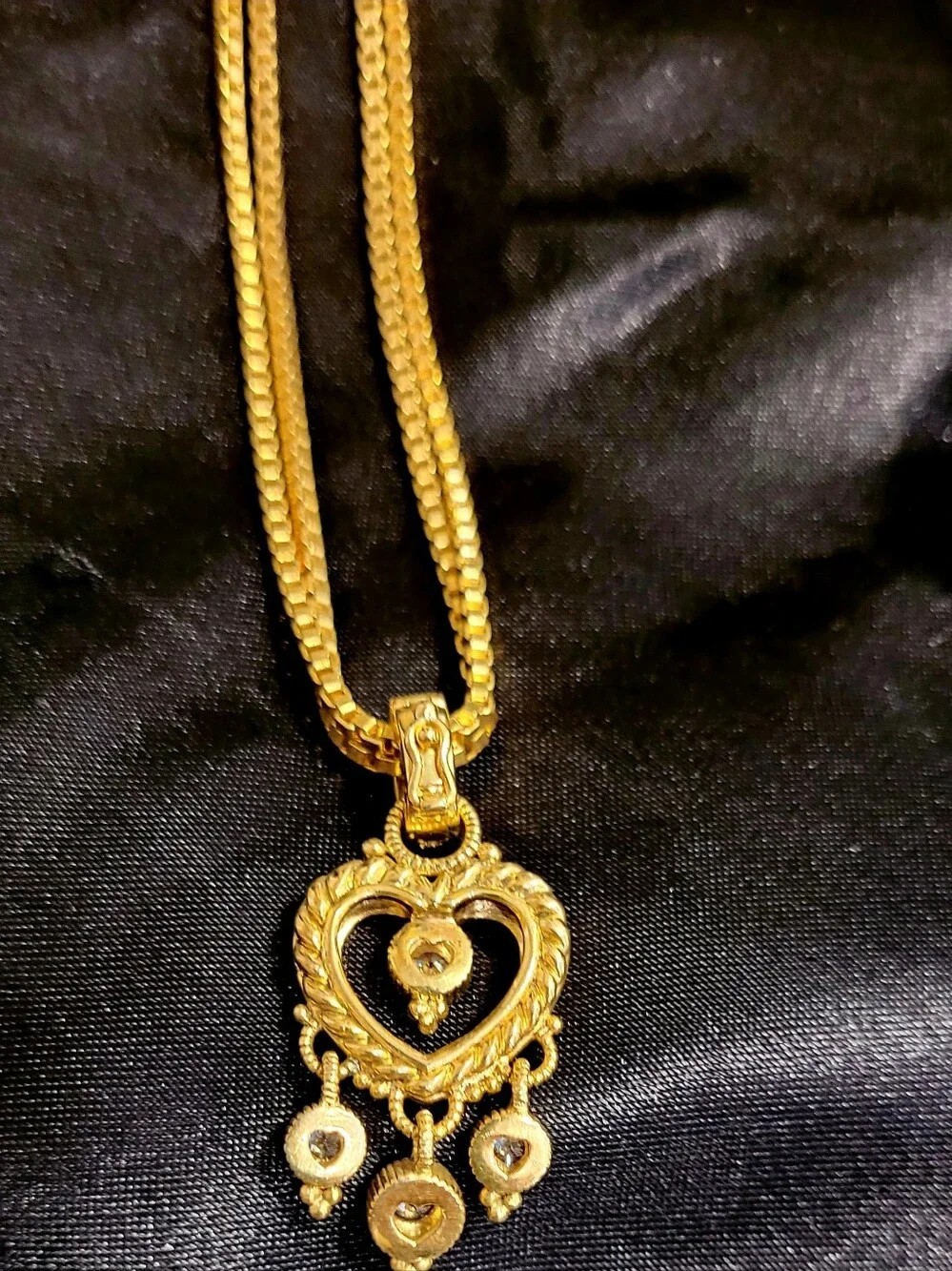 Judith Ripka,Rare Find Signature Textured Gold-tone Heart-Diamonique Necklace 18 - Picture 8 of 17